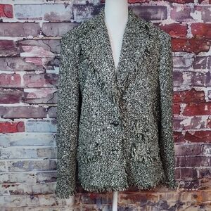 Peter Nygard Chanel-esque Tweed/Fringe Jacket